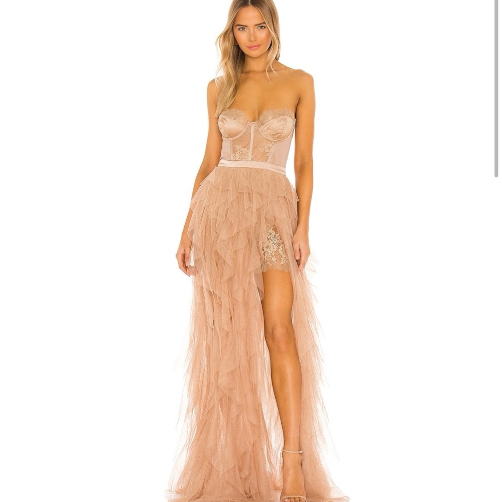 For Love And Lemons x REVOLVE Bustier Gown in Warm Taupe